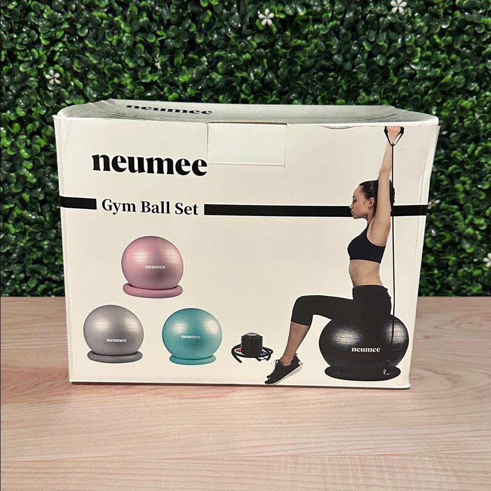NEUMEE Yoga Ball Chair with 65cm Exercise Ball 2 Resistance Bands Stability Base - Picture 8 of 9